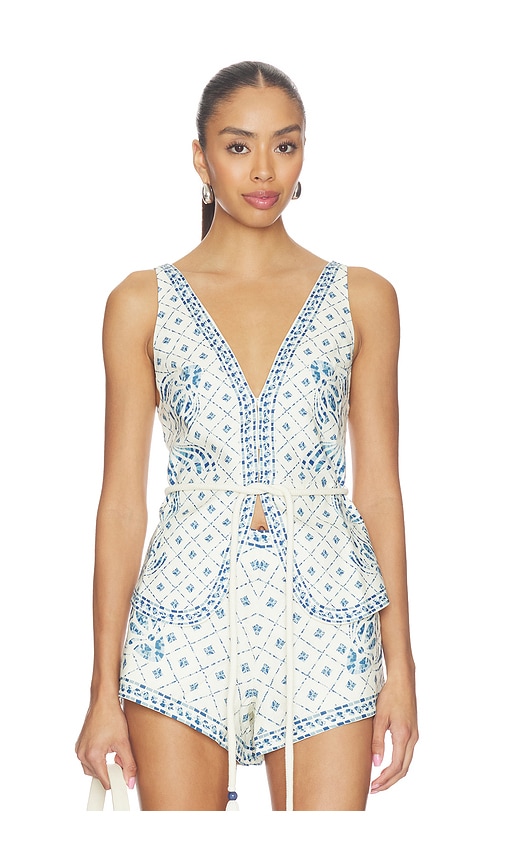Rue Top by Shani Shemer in Blue Mosaic Print