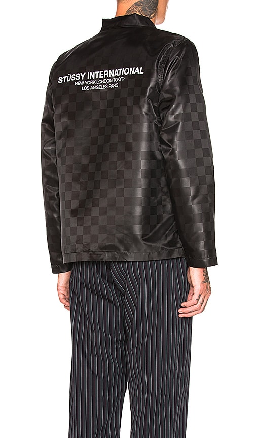 Stussy Tonal Check Jacket in Black | REVOLVE