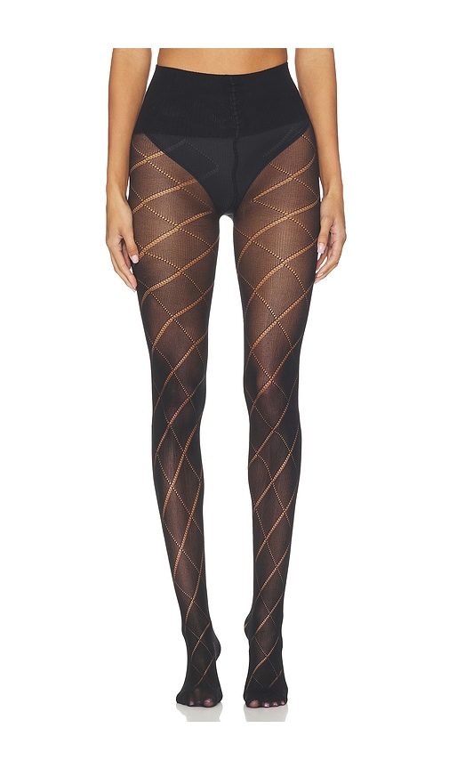 SWEDISH STOCKINGS Kitty Romb Pointelle Tights in Black. Size L. Also in M, S, XL.