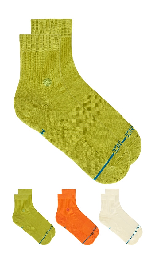 Stance Icon Quarter 3 Pack Socks In Brown