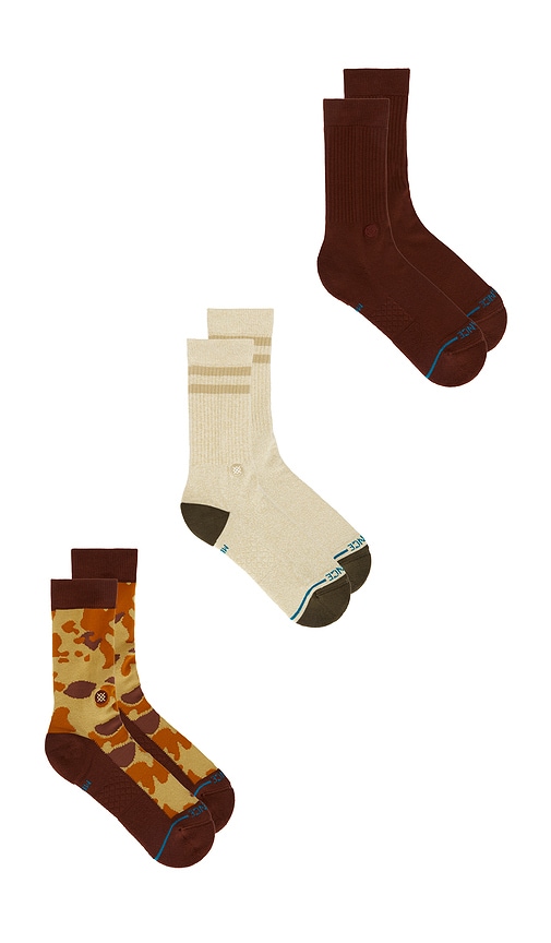 Stance Camo Crew 3 Pack Socks In Brown