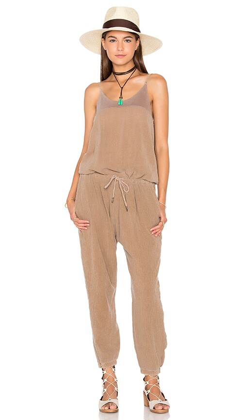 khaki sleeveless jumpsuit