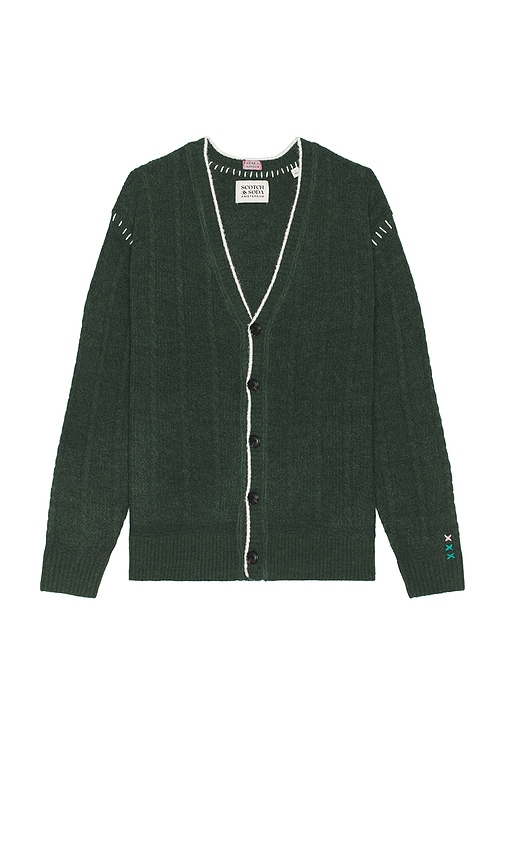 Shop Scotch & Soda Alpaca Dropped Shoulder Cardigan In Pine Green