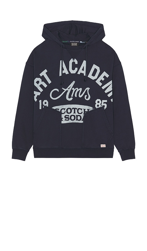 Scotch & Soda Wash Artwork Hoodie In Blue