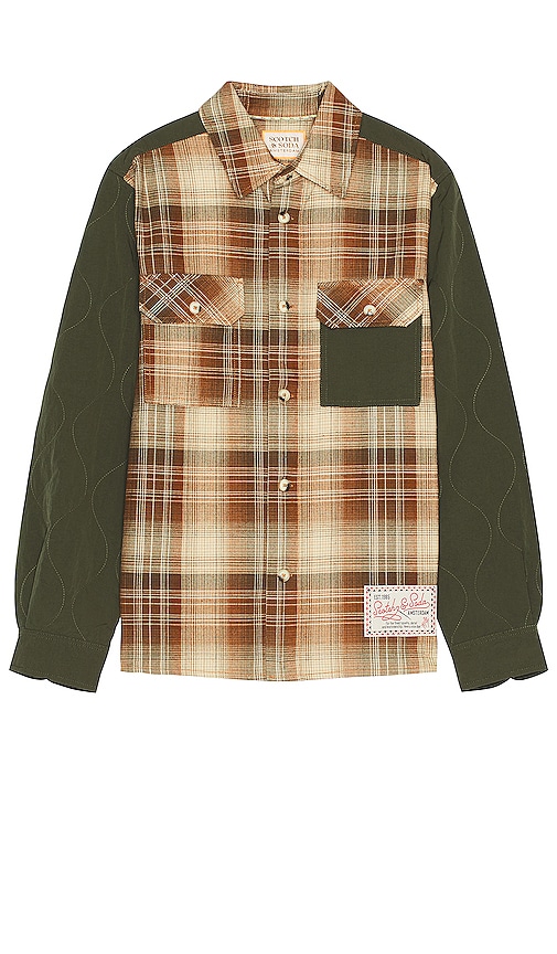 Scotch & Soda Checked Flannel Over Shirt In Brown