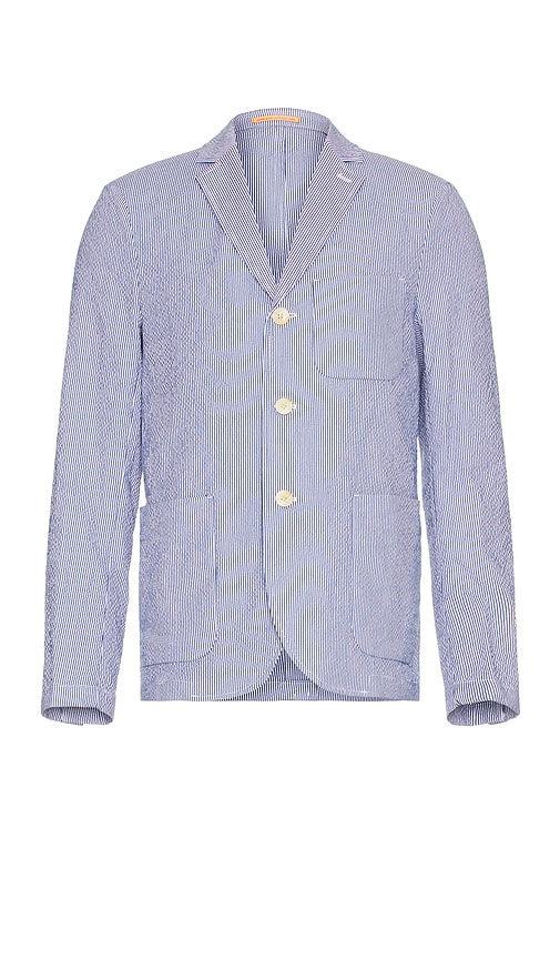 Unconstructed Striped Seersucker Blazer