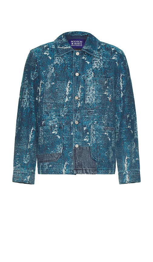 Scotch & Soda Structured Stripe Shirt in Denim Jacquard