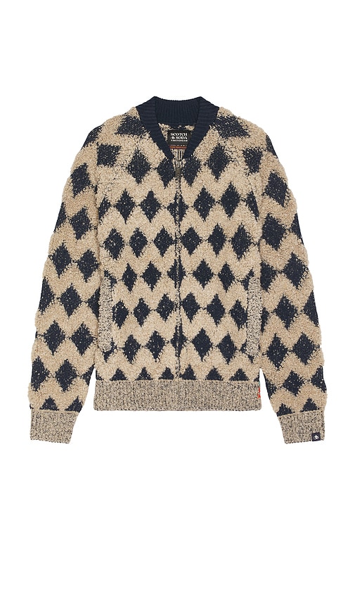 Shop Scotch & Soda Textured Jacquard Bomber Jacket In Mocha