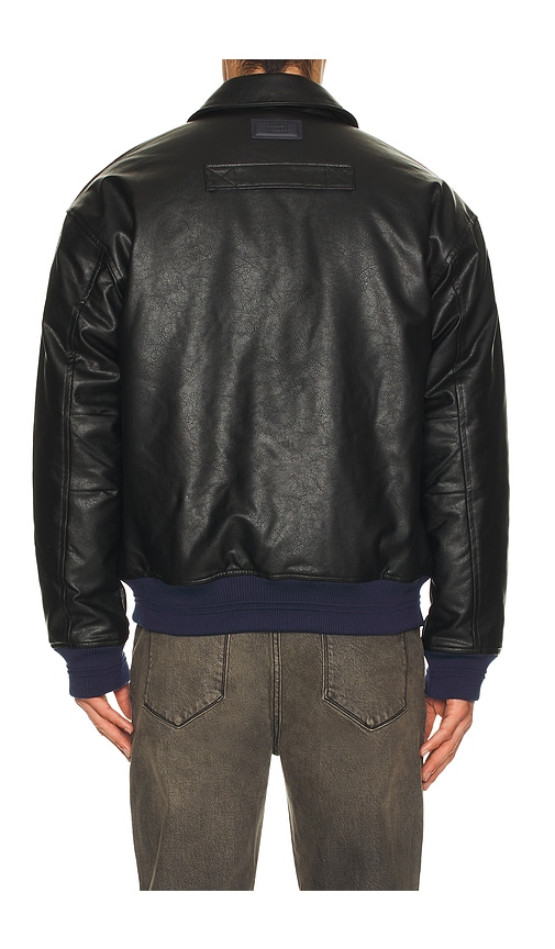 Scotch & Soda Faux Leather Puffer Jacket In Black