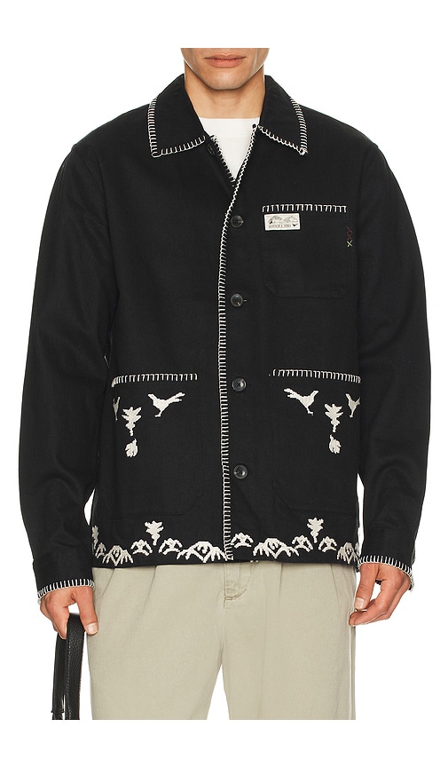 Scotch & Soda Embroidered Cotton Blend Jacket In Black