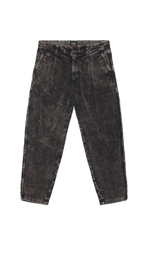 Scotch & Soda Pleated Washed Corduroy Chino in Black