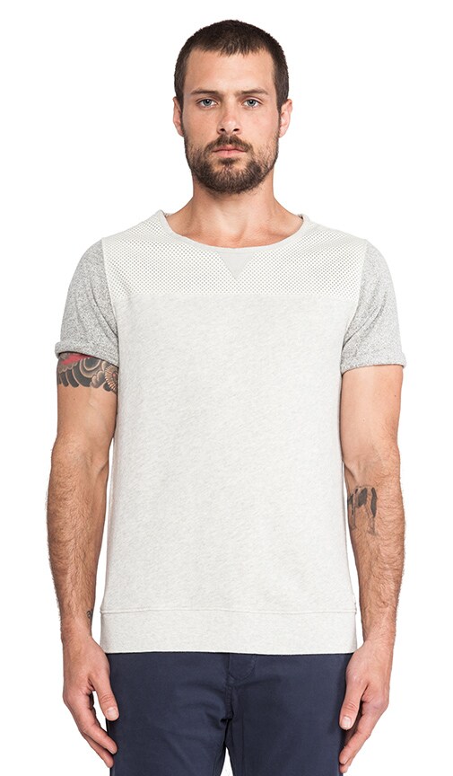 Batik Surf Short sleeve Sweat Tee w/ Leather Detail