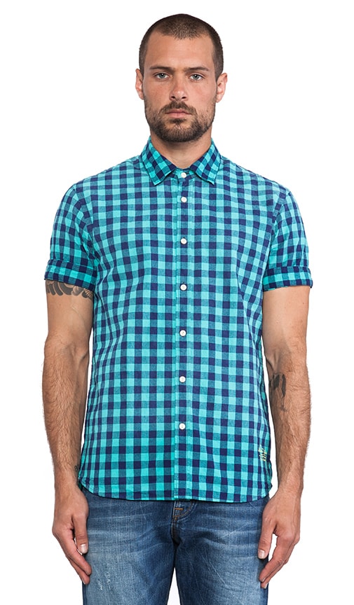 Bleach Effect Check Shirt