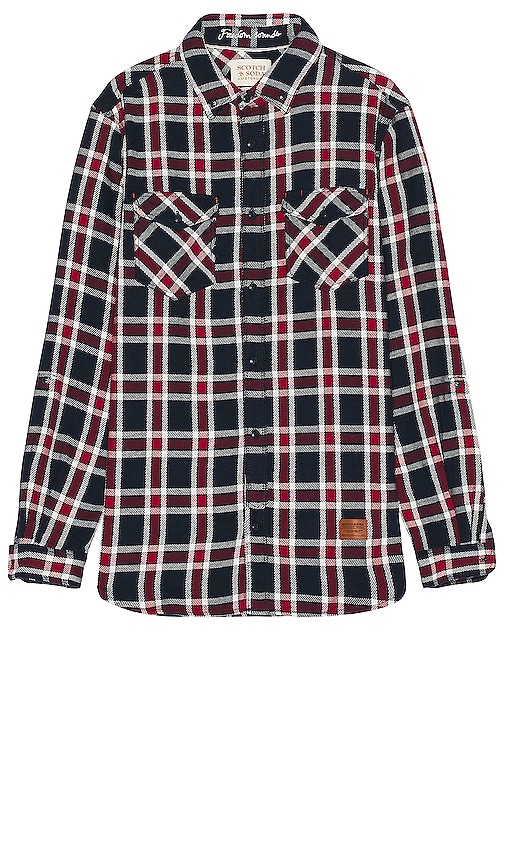 Shop Scotch & Soda Archive Double Face Twill Check Shirt In Red