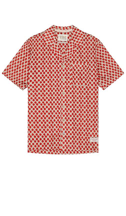 Shop Scotch & Soda Printed Short Sleeve Shirt In Polka Red Boat