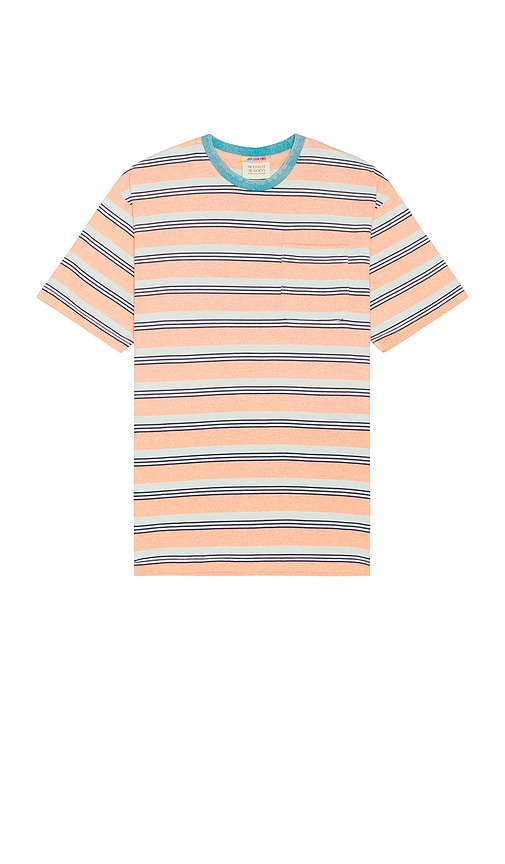 Shop Scotch & Soda Yarn Dye Stripe Pocket Tee In Peach Green Multistripe