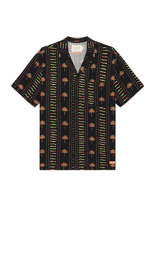 Scotch & Soda Allover Printed Short Sleeve Shirt in Palm Multi
