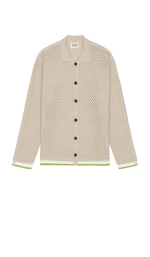 Crochet Long Sleeve Shirt in Taupe. - size L (also in M, XL/1X) - Scotch & Soda - Modalova