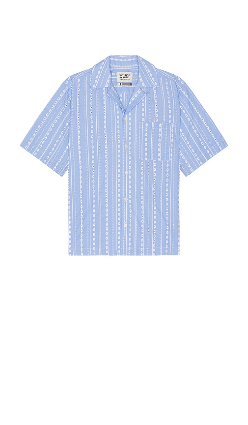 Striped Short Sleeve Shirt in Baby Blue. - size L (also in M, S, XL/1X) - Scotch & Soda - Modalova