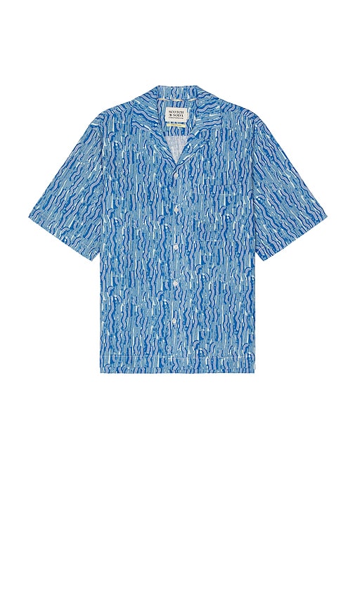 All Over Print Short Sleeve Shirt in Blue. - size L (also in M, S, XL/1X) - Scotch & Soda - Modalova
