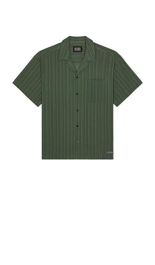 Striped Short Sleeved Shirt in Dark Green. - size XL/1X (also in L, M, S)