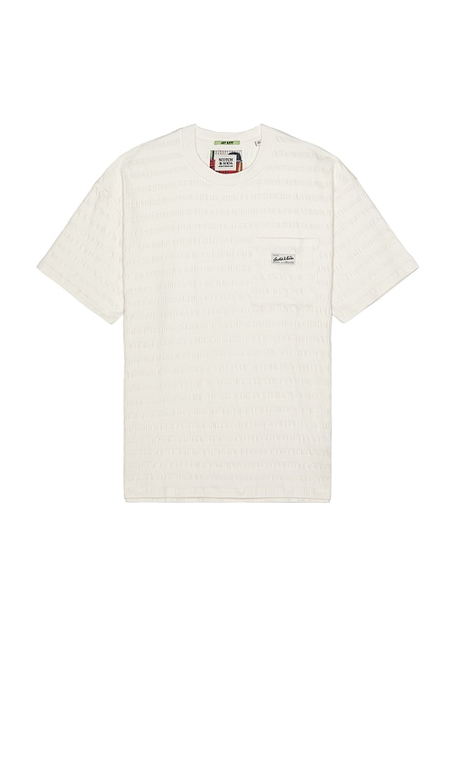 Horizonal Textured T-Shirt in Cream. - size S (also in L, M, XL/1X)