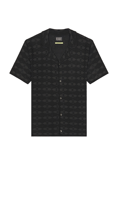 Scotch & Soda Tone On Tone Knitted Polo In Black
