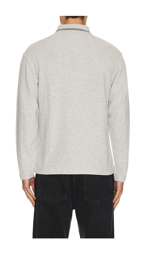 Scotch & Soda Structured Relaxed Fit Long Sleeve Polo In Gray
