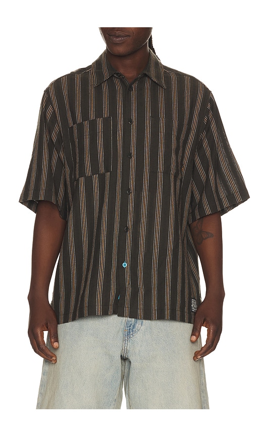 Scotch & Soda Structured Stripe Relaxed Fit Short Sleeve Shirt