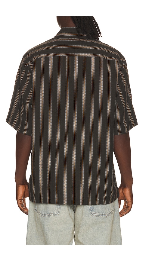  Scotch & Soda Structured Stripe Relaxed Fit Short Sleeve Shirt In Brown. Size S. Also In M, L, Xl/1x, Xxl/2x. 