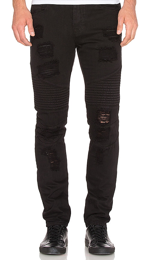 black distressed moto jeans