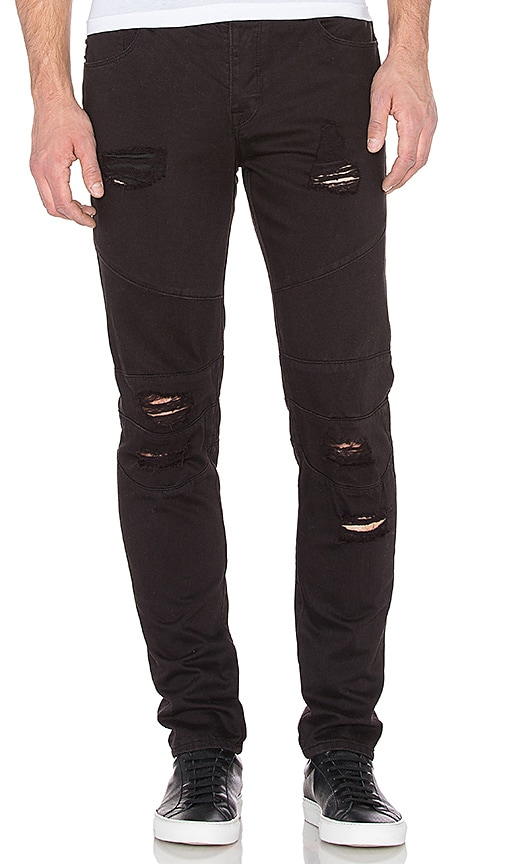 Stampd Distressed Panel Denim in Black | REVOLVE