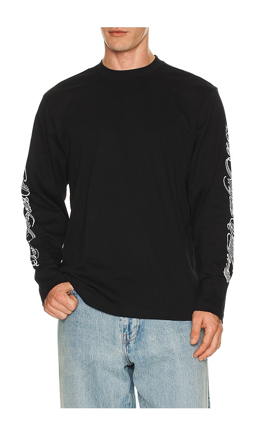 Stampd La Cursive Long Sleeve Relaxed Tee In Black