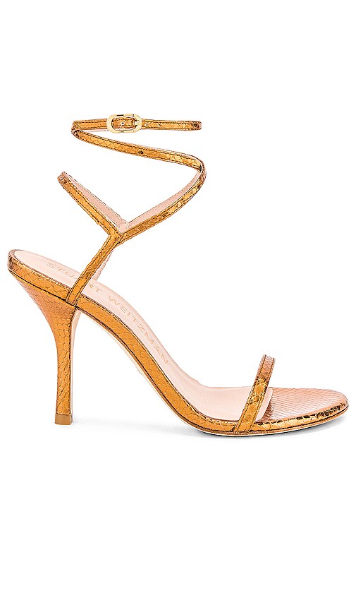 Stuart Weitzman Merinda Heel In Bronze Snake