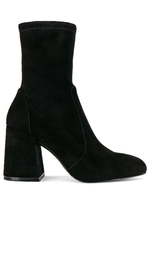 Stuart Weitzman Flareblock 85 Stretch Bootie in Black | REVOLVE