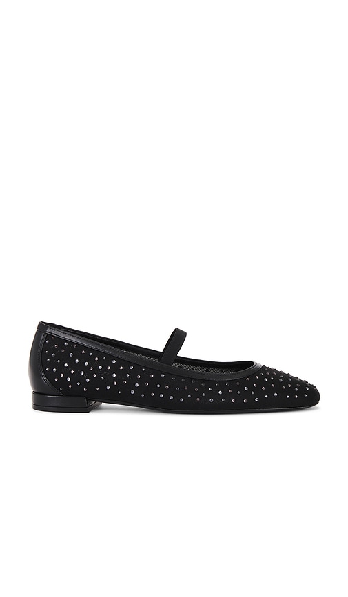 Shop Stuart Weitzman Arabella Flat In Black Mesh