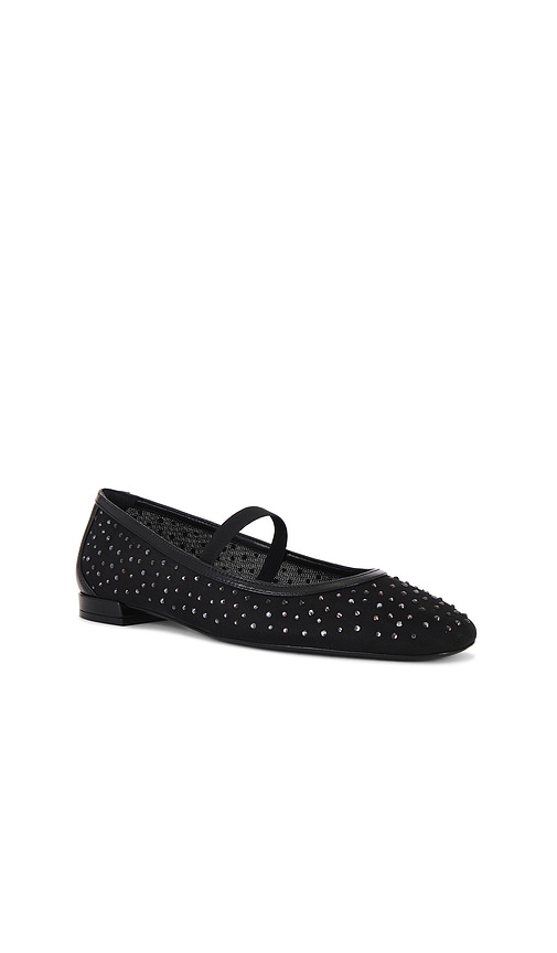 Shop Stuart Weitzman Arabella Flat In Black Mesh