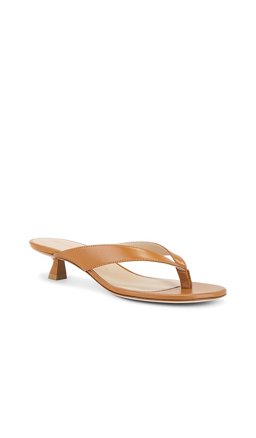 Stuart Weitzman Rio Leather Kitten-heel Thong Sandals