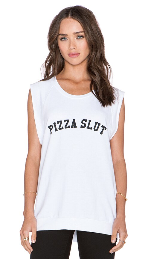 Sub_Urban RIOT Pizza Slut Lou Muscle Tank in White