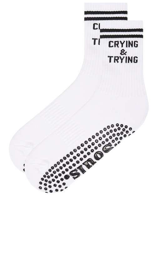 Shop Souls. Crying & Trying Grip Socks In White