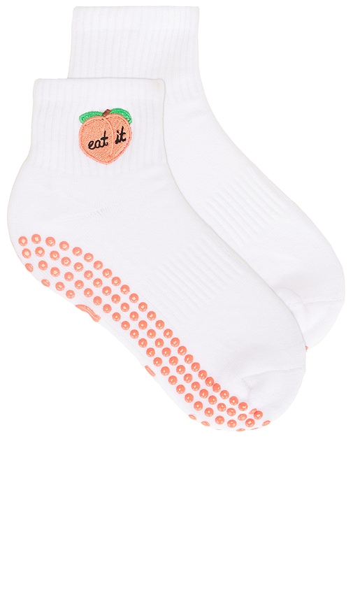 Shop Souls. Peach Grip Socks In White