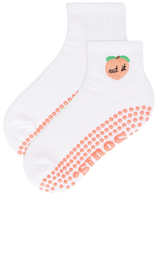 Shop Souls. Peach Grip Socks In White