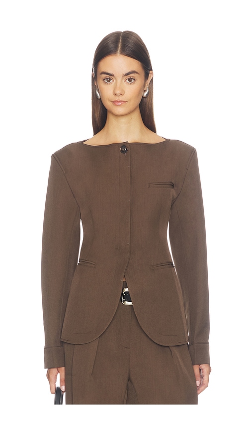 Source Unknown Matteo Cinched Blazer In Brown