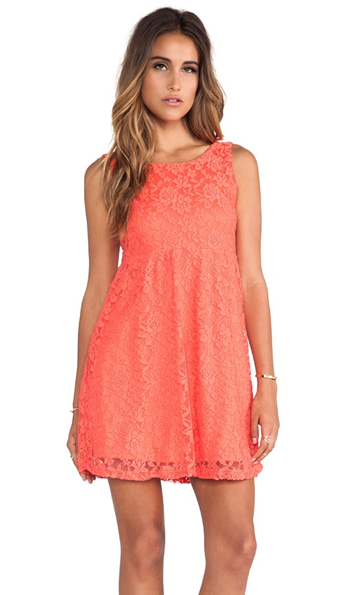 Coral Lace Scoop Back Dress