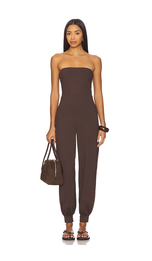 Susana Monaco Strapless Cuffed Ankle Jumpsuit In Brown