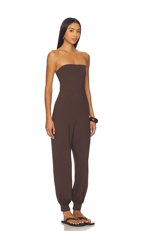 Susana Monaco Strapless Cuffed Ankle Jumpsuit In Brown