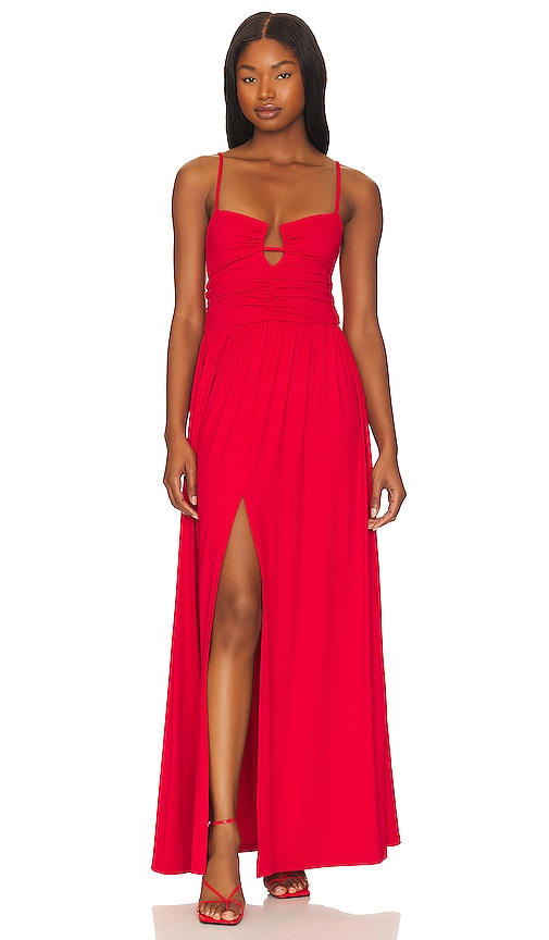 Susana Monaco String Gather Maxi Dress In Red