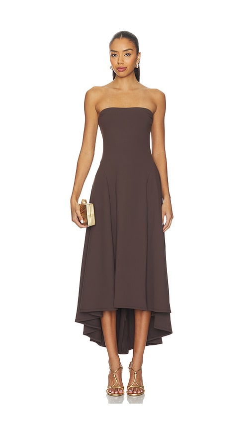 Susana Monaco Strapless High Low Dress In Brown