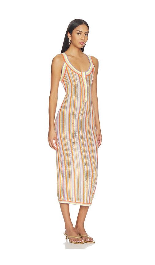  Susana Monaco Vestido Stripe Sweater Henley En Color Orange,lavender Talla L  (también En M, S, Xs). 
