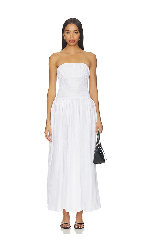 Susana Monaco Solid Linen Smocked Waist Tube Maxi Dress
